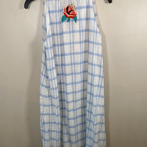 NWT THML Plaid Sleeveless Dress with Floral Embroidery - Picture 7 of 9
